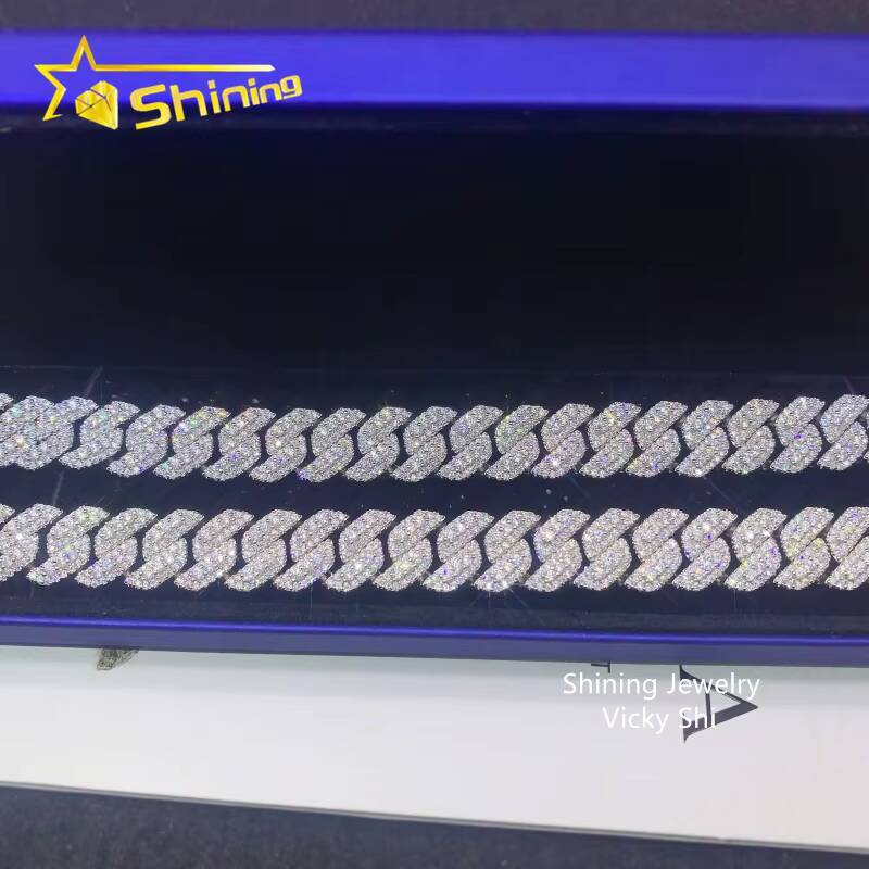 Hot Selling Hip Hop Jewelry Pass Diamond Tester S925 Silver 13mm Moissanite Cuban Link Chain Mens Cuban Bracelet