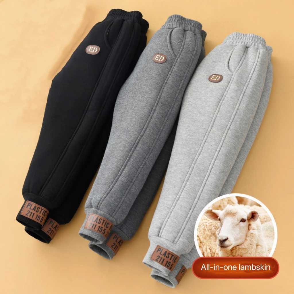 1pcs Boys Girls Thick Pants Winter Kids Padded Plush Velvet Trousers Teen Lamb Wool Warm Snow Pants Children Clothes Sweat PantsT251027
