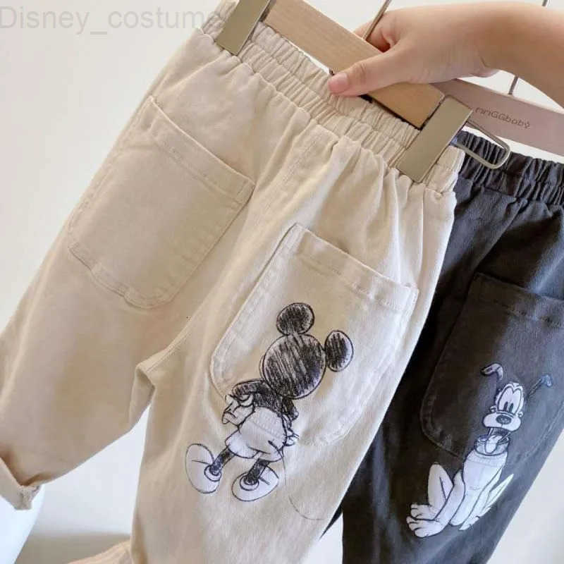 Disney Spring Autumn Baby Boys Straight Pants New Kids Cartoon Mickey Mouse Embroidery Denim Pants Children Casual Trousers K2924 H251027