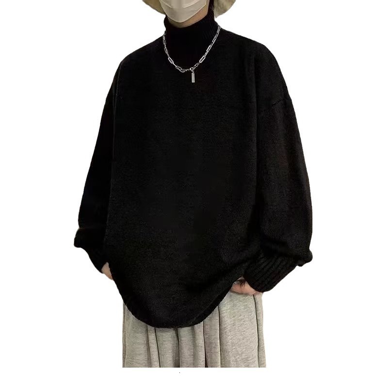 Men's Turtleneck Sweater Autumn Winter Korean Style Trendy Loose Casual Pullover Youth Solid Designer sweater Color Knitted Sweater