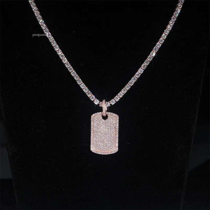 Tennis trendy pendant moissanite Cuban chain necklace hip-hop jewelry for men Gift A