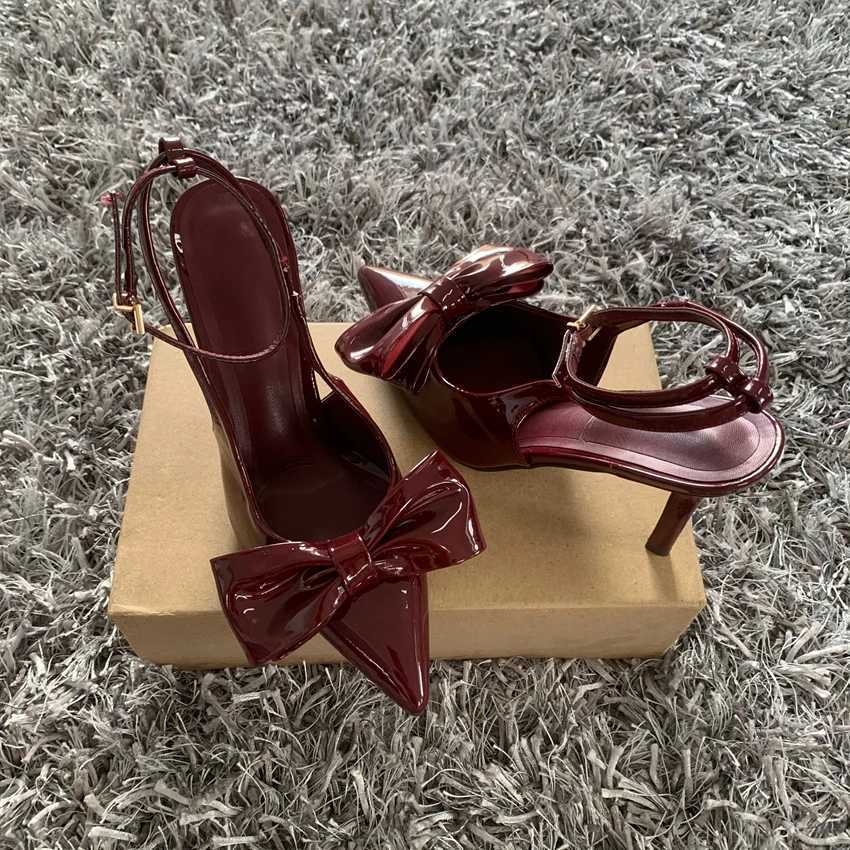 Spring Sexy Butterflyknot Slingbacks Ankle Buckle Strap Woman Pumps Sandals Pointed Toe Thin High Heels Party Prom ShoesXJ251027