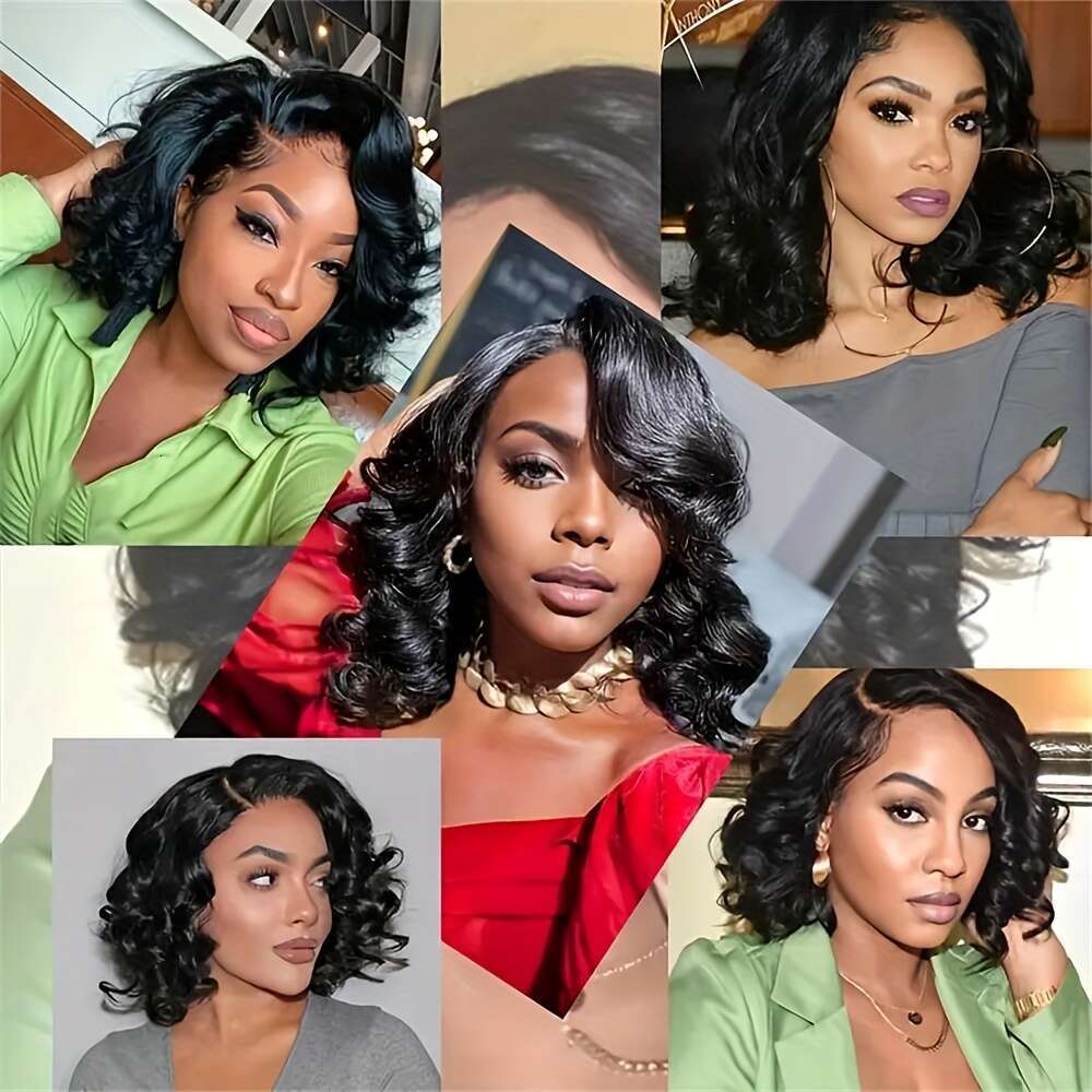 13X4 Lace Front Pre Plucked Glueless Short Bob Wigs Brazilian Body Wave Wear And Go Human Hair Wig