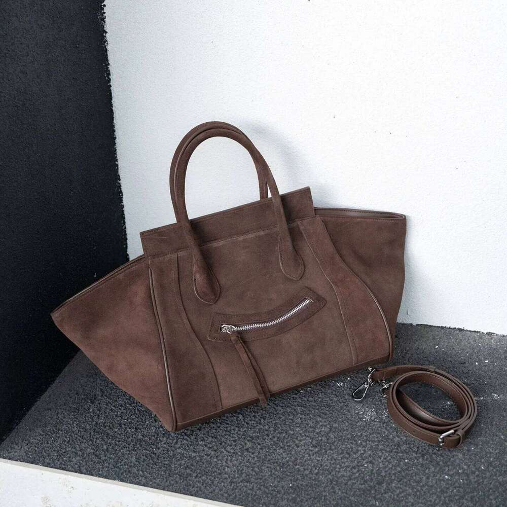 Genuine Grade Matte Suede Cow Leather Women's Large Handbag Designer Brand Shoulder Crossbody Bag Ladeis Tote For Woman