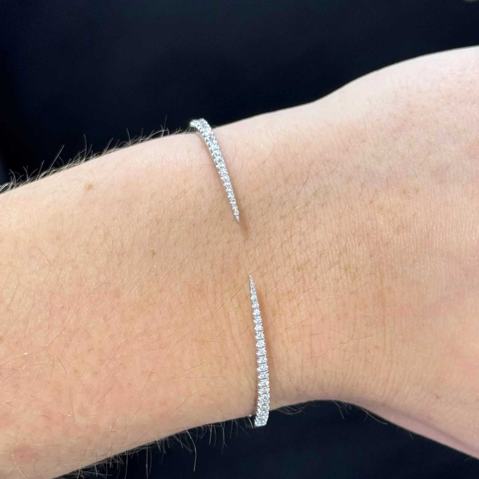 2025 New Arrived Hot Selling Fashion Wen Jewelry Thin Spike CZ Paved Open Adjusted Bang BracetW251027