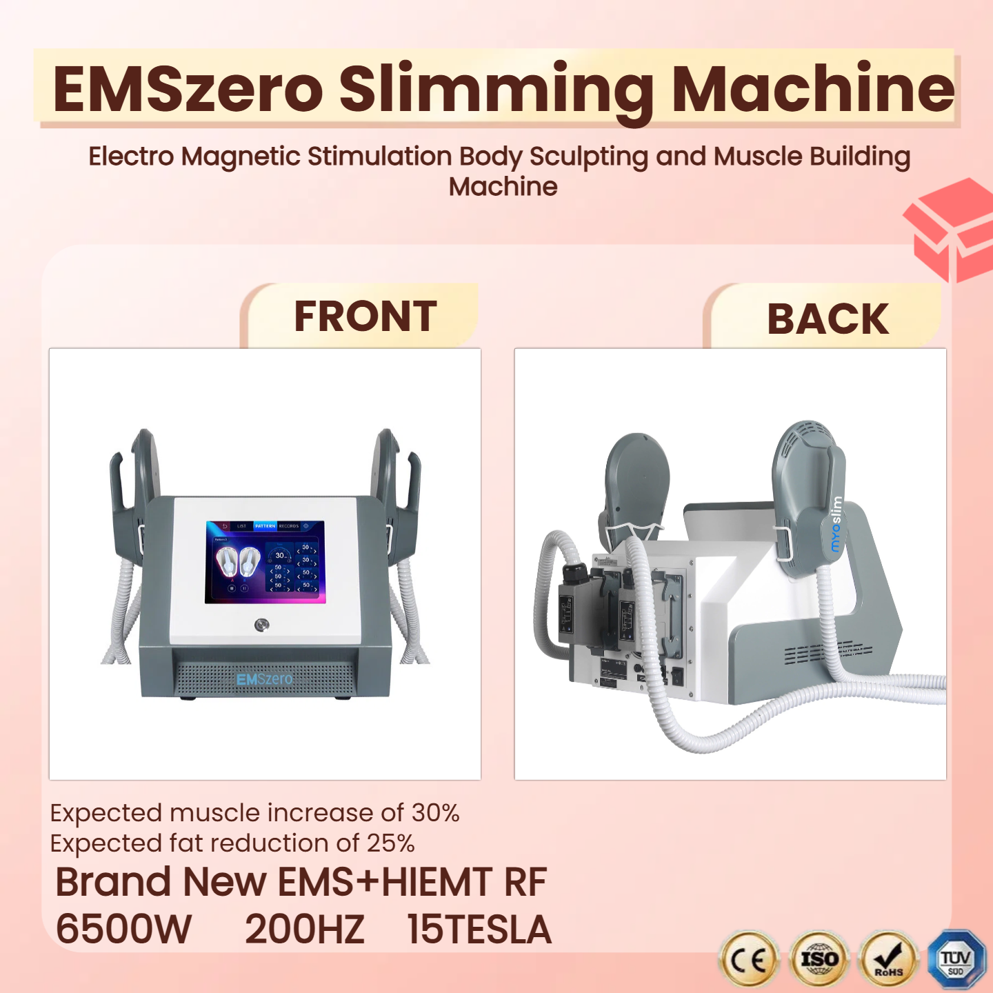 EMSzero RF EMS Sculpting Body Sculpt Slimming Weight Loss Electro Magnetic Stimulation Body Sculpting and Muscle Building Machine 200HZ HIEMT
