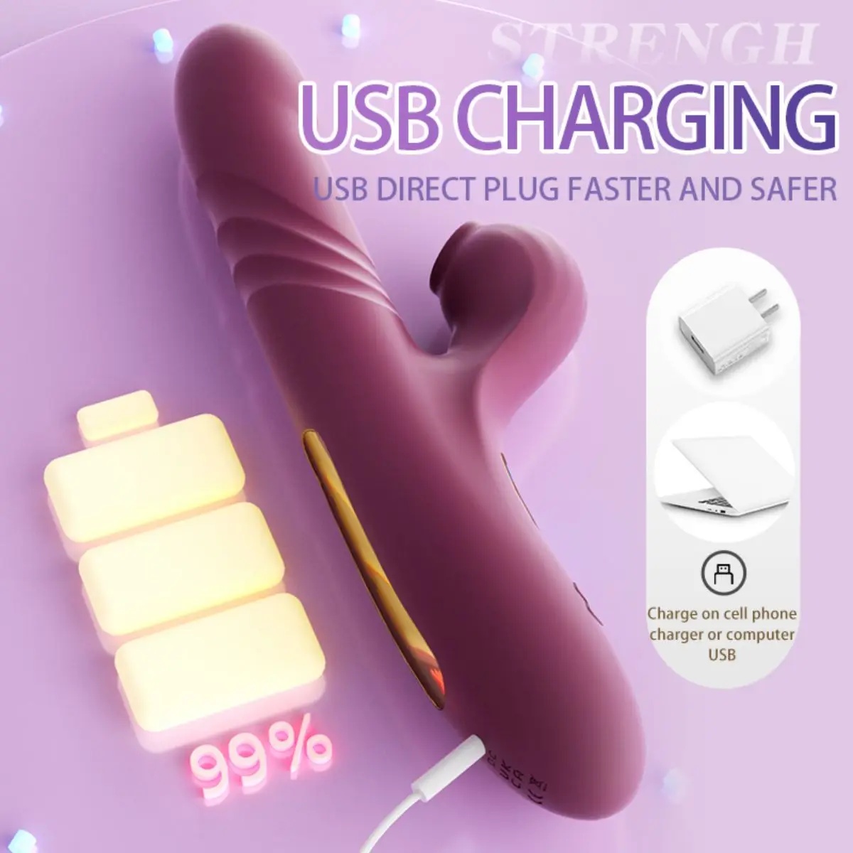 Phantom Digital Vibration Rod Double ended Suction Telescopic Vibration Rod Masturbator Female Massage LL-2307-B