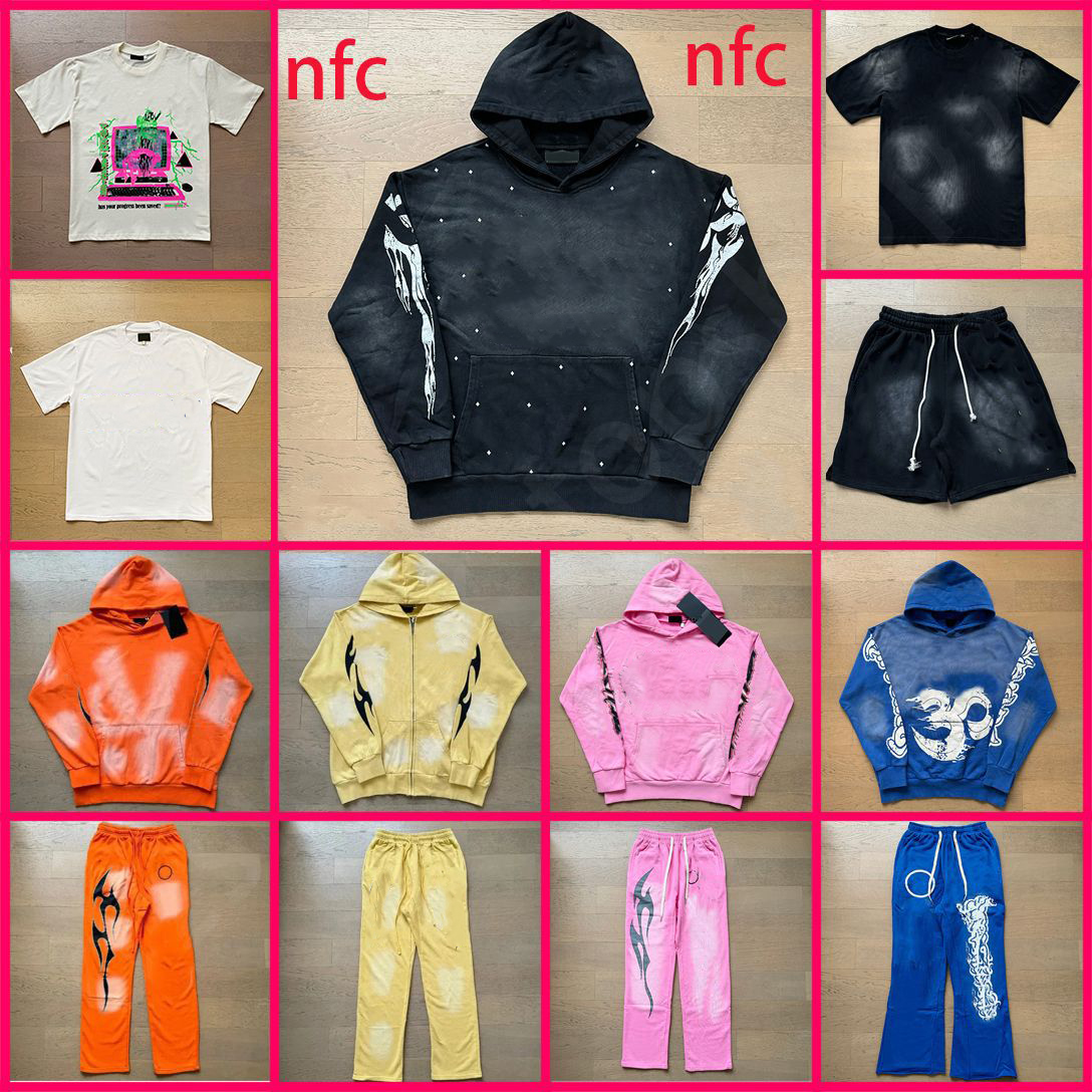 mens hoodies designer hoodie graphic hoodie womens washed balck basic hiphop street tshirts INS splash letter t-shirts set clothes printing colorful eur size S-XL 8pl