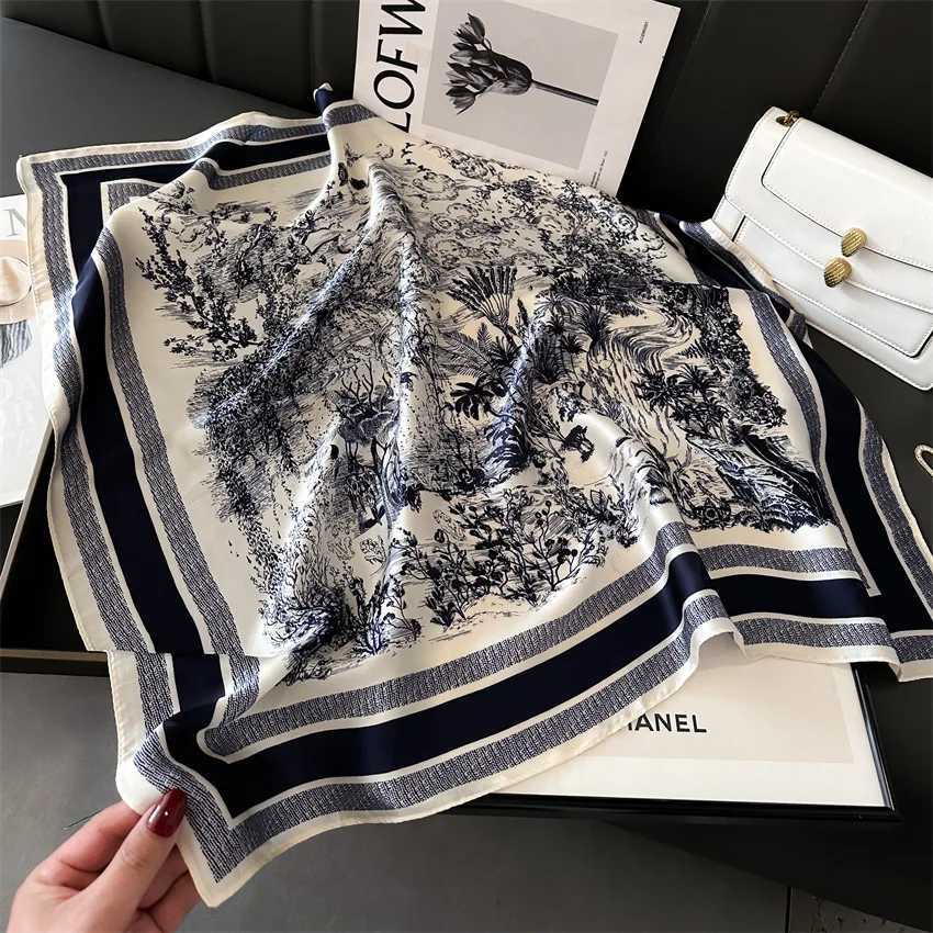 Luxury Brand Shawl Square Scarf for Wen Satin Hijab Fashion Wraps Neckerchi Fa Hair Bands Ribbon band BandanaW251027