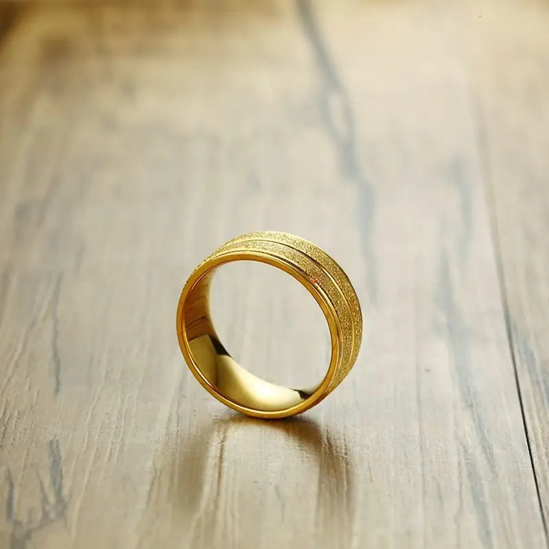 High Quality Korean Version Simple Pure Plated Real 18k Yellow Gold 999 24k Frosted Car Flower Art Ring for Men and Women Never 251023