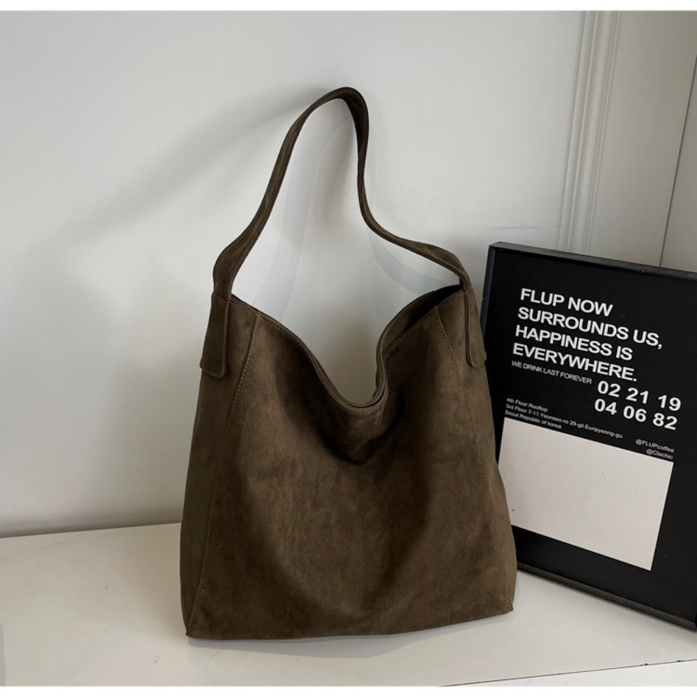 Elegant Retro-Inspired Suede Carrier Bag - Versatile Handbag for Everyday Needs
