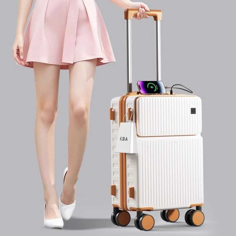 2025 New FrontOpening Suitcase 20 inch Cabin Luggage 28 inch Large Capacity Suitcase Travel Luggage Cup Holder W251027