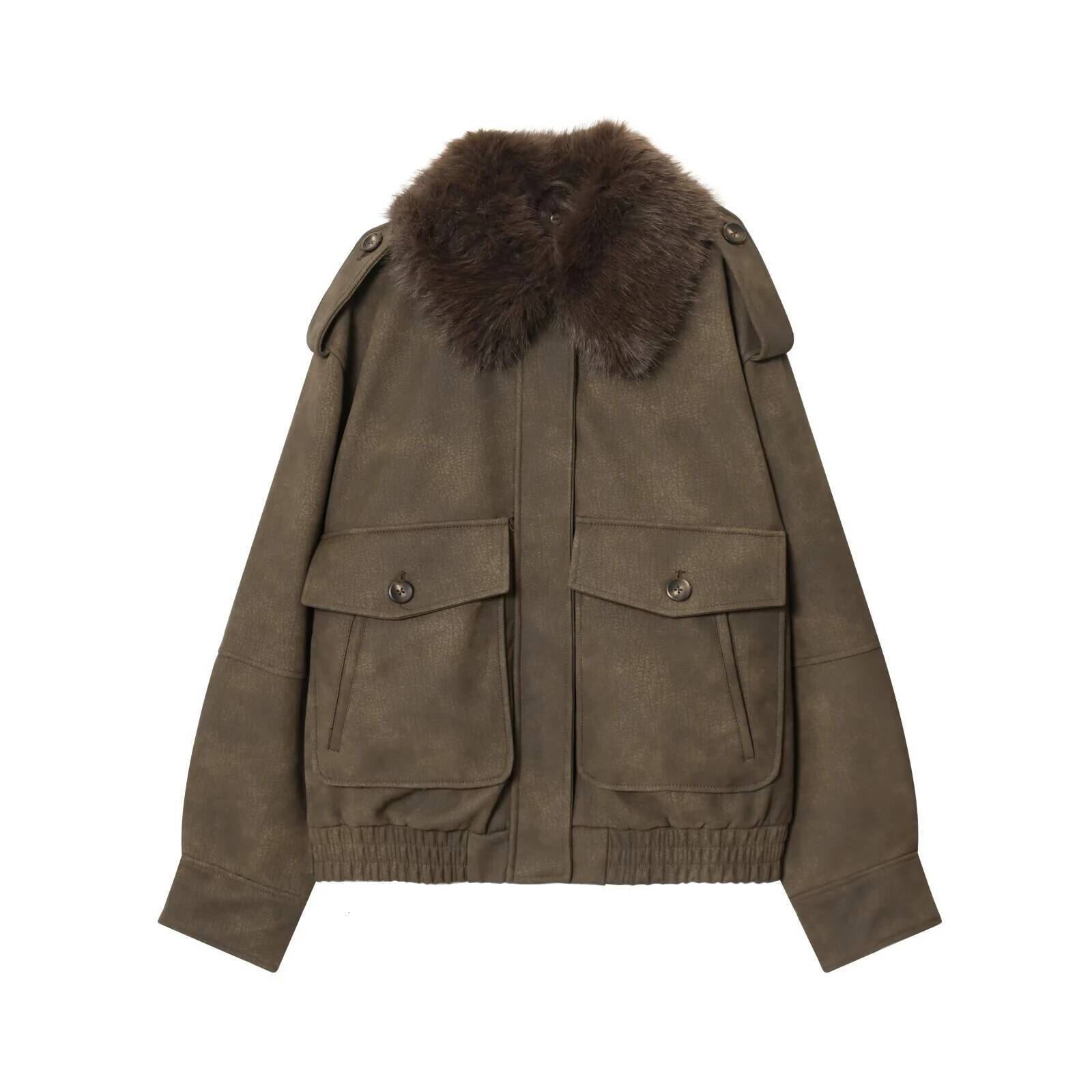 winter jacket women Autumn New Product Women's Clothing American style Flip Anti Veet Effect Detachable Collar Jacket Coat