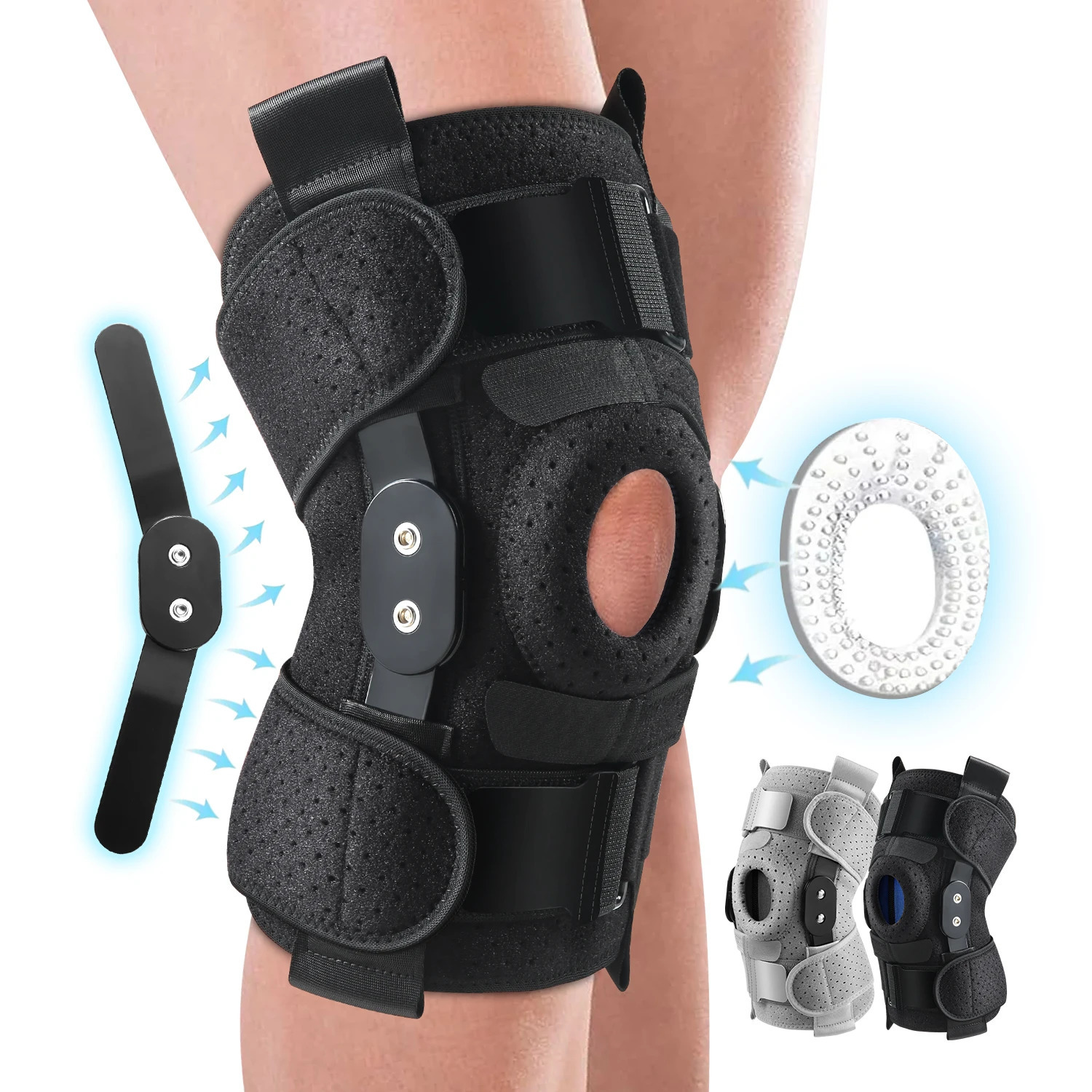 Hinged Knee Brace with Side Stabilizers Patella Gel Pads Knee Pain for Men Women Meniscus Tear Acl Mcl Injury Recovery 251023