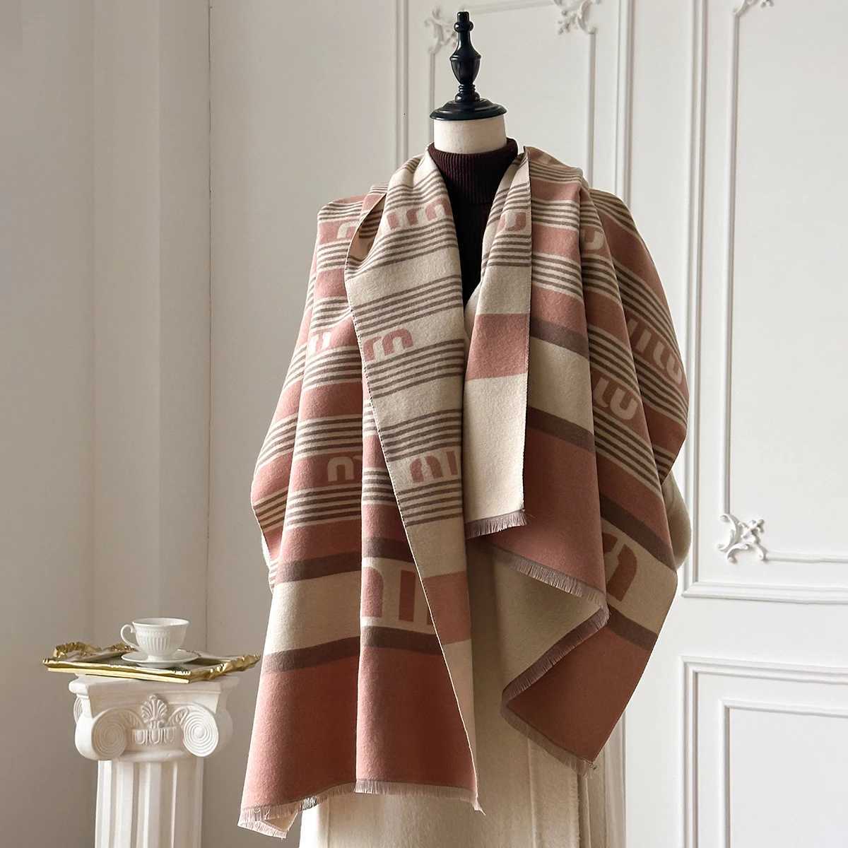 Wen Luxury Designer Faux Cashmere Pashmina Striped Shawl Scarves Warm Winter Blanket Large Wrap Stos tters Wraps ScarfW251027