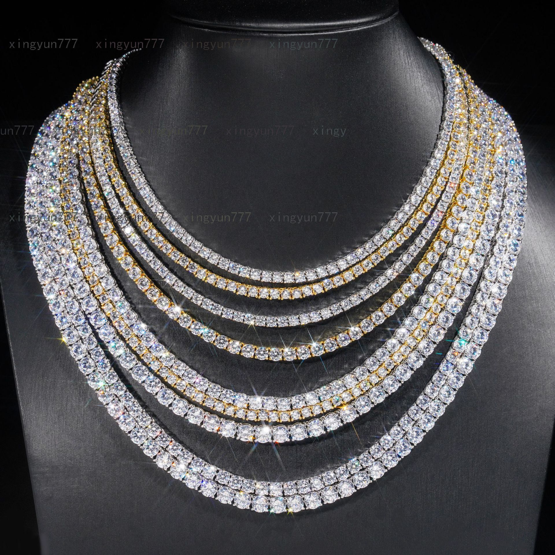 Fashion Luxury Hip Hop Iced Out Diamond Tennis S925 Silver Vvs 2mm 3mm 4mm 5mm 65mm Moissanite Tennis Chain