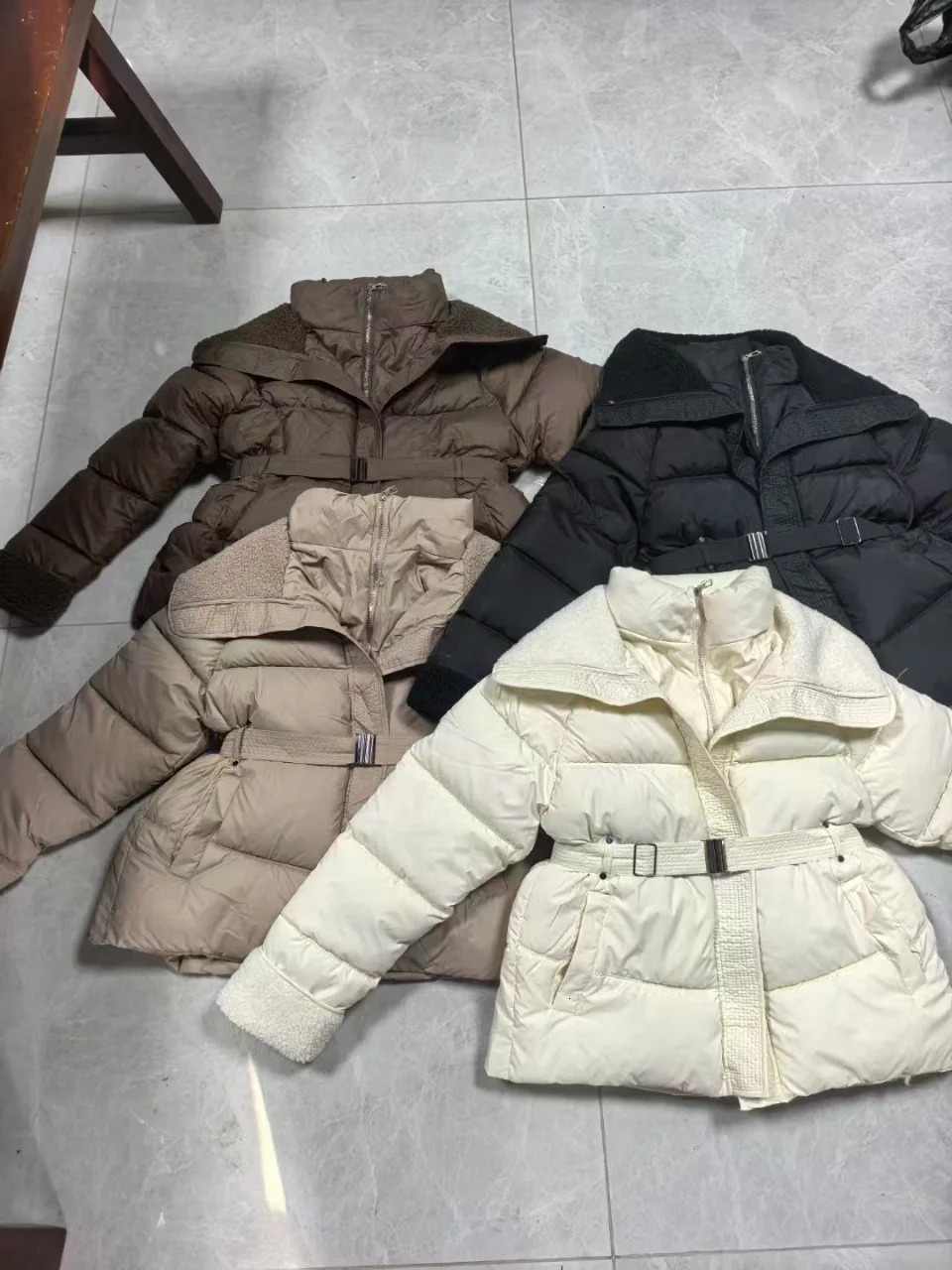 Lamb Wool Spliced Cotton Jacket With Belt Womens Autumn Winter Stand Collar Thick Short Outwear Long Sleeved Warm Coat 251027