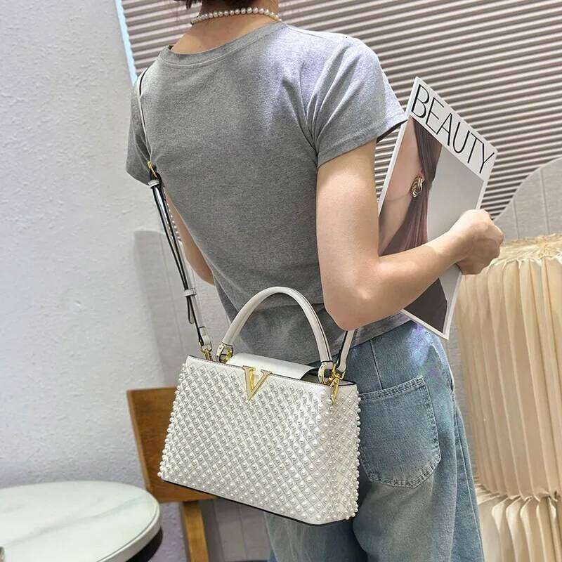 VM FASHION KISS Full Pearl Inlay Women Microfiber Leather Handbag Lady Shoulder Girl's Strap Messenger Bags Crossbody Bag