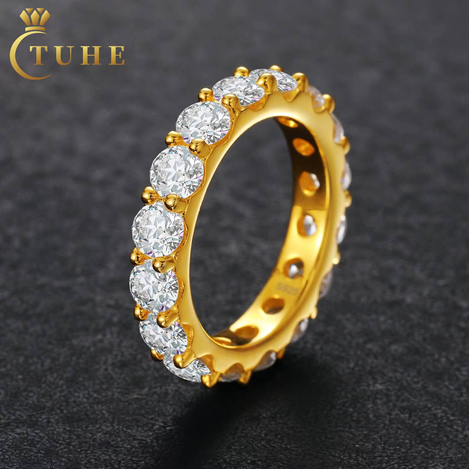 Fine Jewelry Couple Gift 925 Sterling Silver 1 Row 4mm 5mm 65mm VVS Moissanite Diamond Finger Ring With Certificate