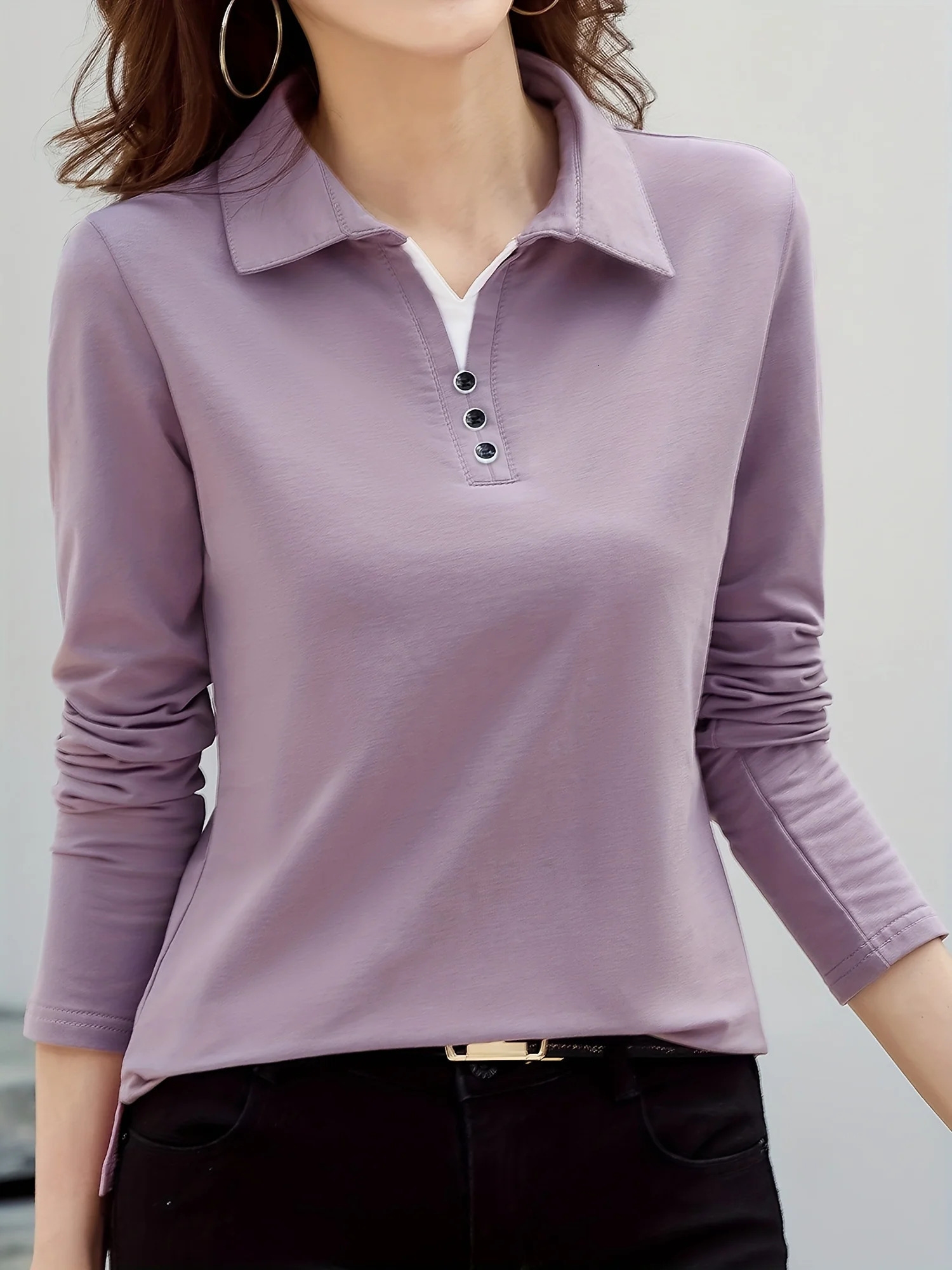 Womens solid color POLO shirt 251027