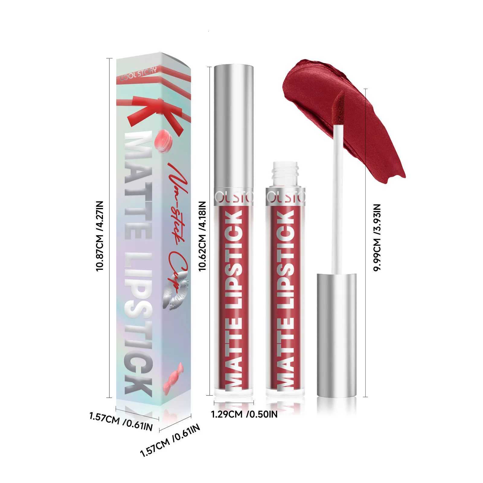 Velvet Matte Lip Glaze Easy To Color Dark Red Matte Liquid Lipstick Waterproof Lasting Moisturizing Brown Lip Gloss Cosmetic pc W251027