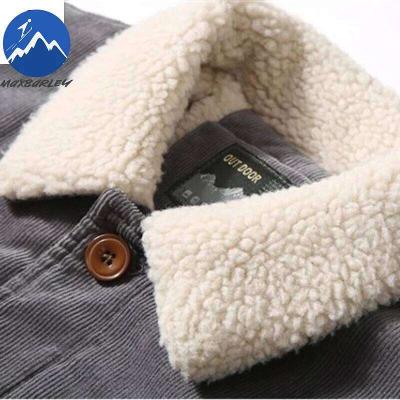 High Quality Jackets Men's Winter Plus Veet Corduroy Tooling Casual Parka Korean Fashion Solid Color Cotton Jacket