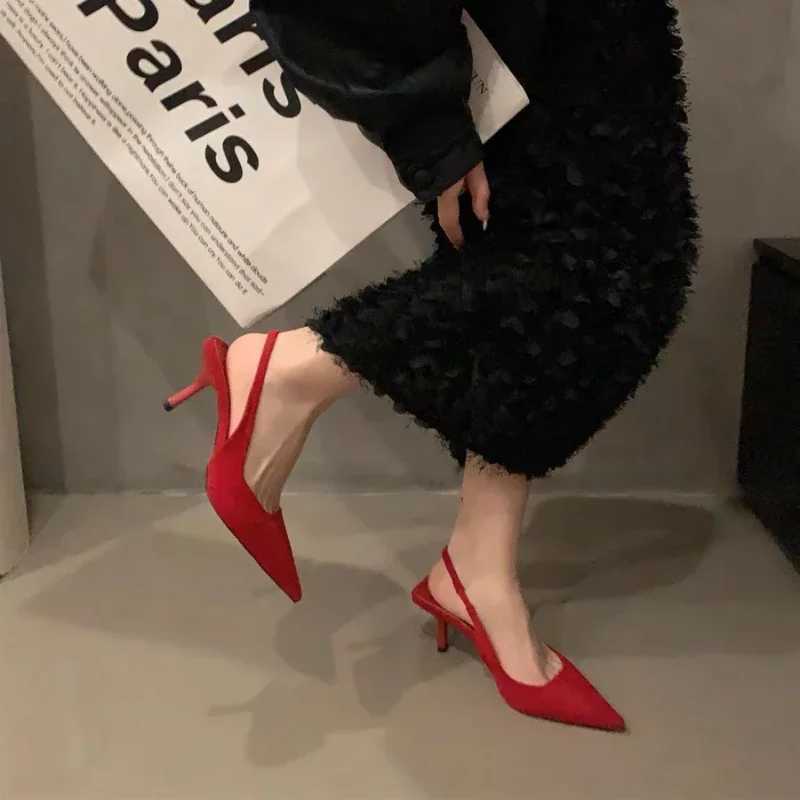 Shoes for Women 2024 Fi Slip Womens High Heels Summer Solid Office and Career Sexy Pointed Toe Heeled Sandals WomenXJ251027