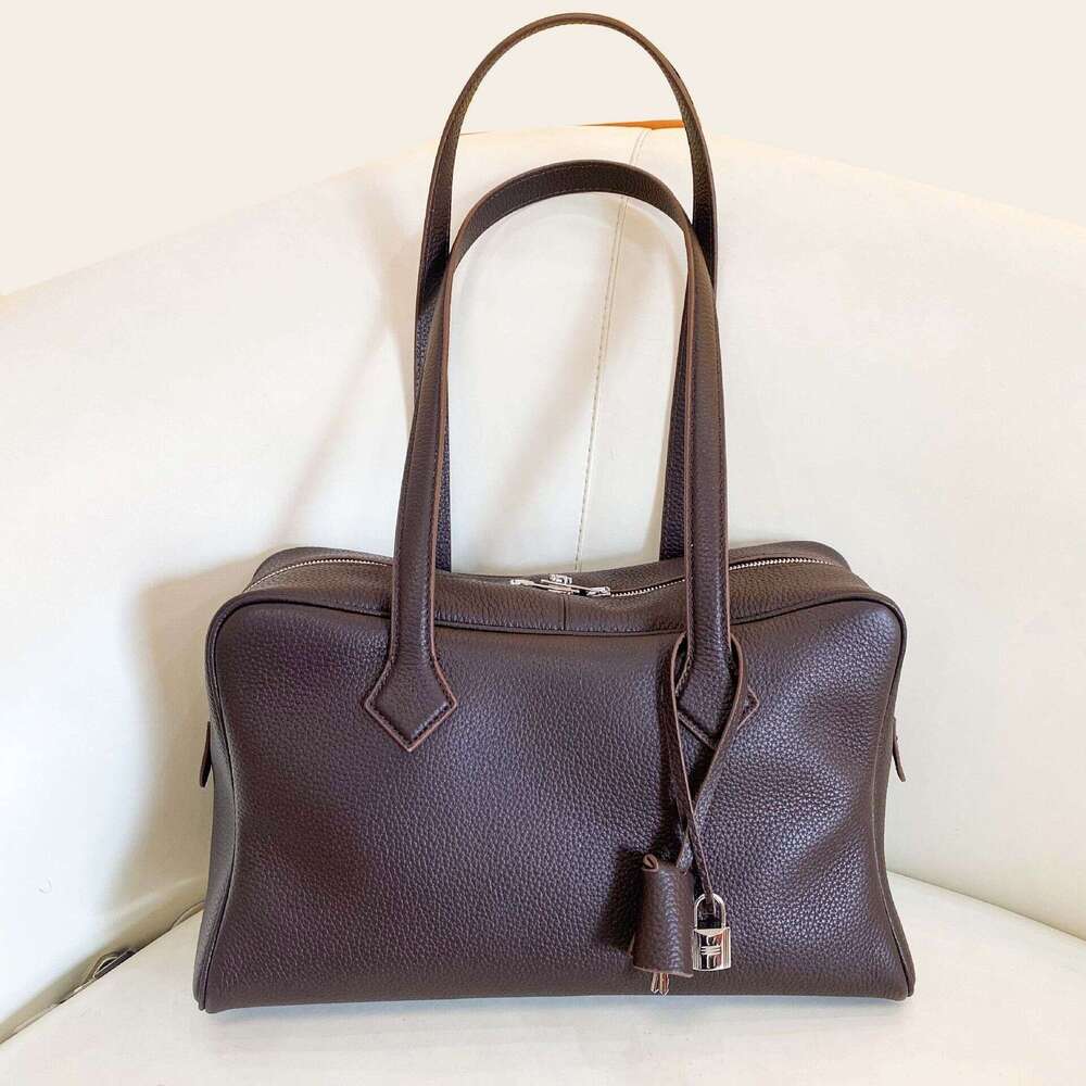 designer bag tote bag 2025 New Top Layer Victoria 35 Tote Bag Commuter Versatile High-End Genuine Leather Women's Handbag