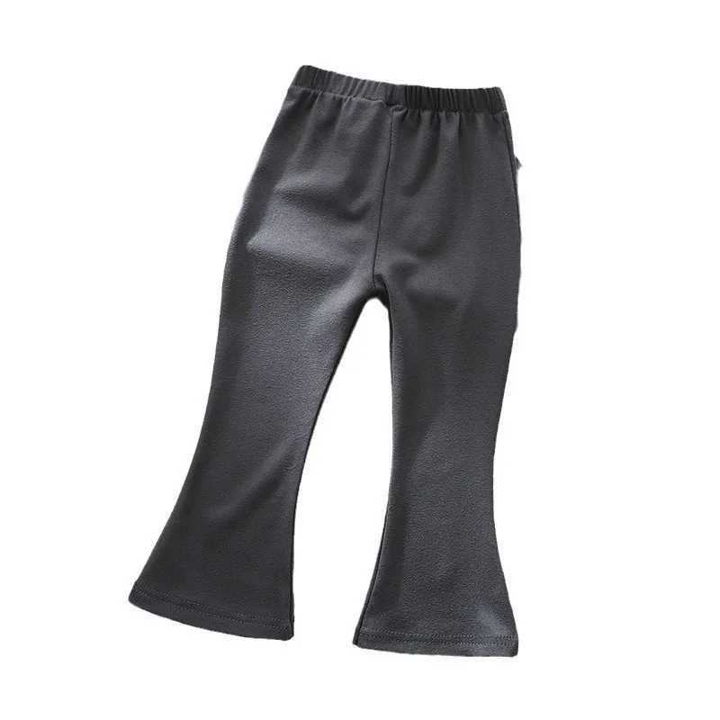 Korean Style Girls Elastic Legging Spring Autumn Solid Color Flat Waist Micro Flare Pants For ToddlersT251027