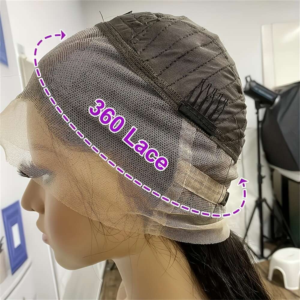 180% Density 360 Human Hair Full Straight Frontal Wig With HD Lace And Natural Color