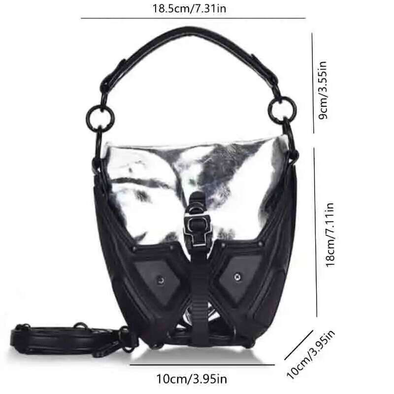 2025 Spring New Unique Personalized Crossbody Sling Sier/Black Purse Bucket Handbag Y2k Style Cool Girl Bag