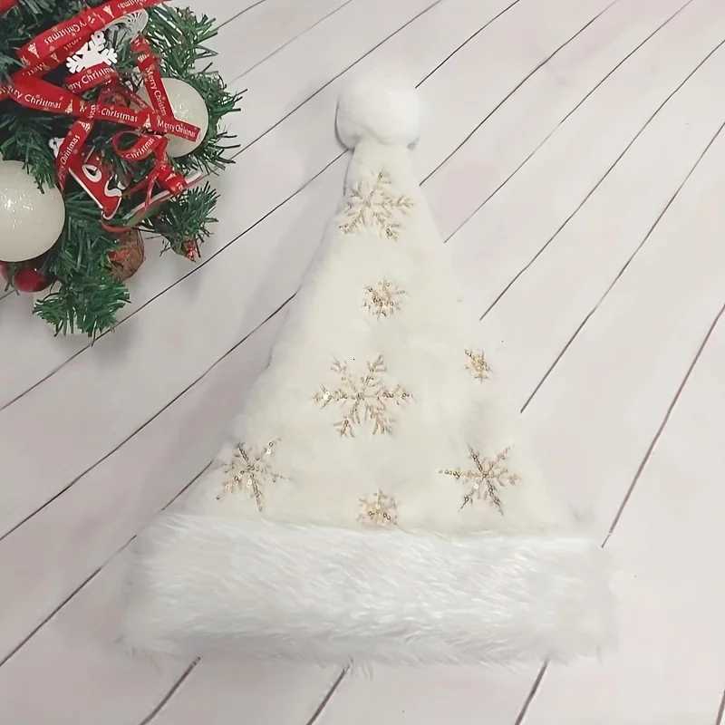 White snowflake Christmas hat Christmas decoration fuzzy golden embroidered Christmas hat Christmas festival costumegift bagW251027