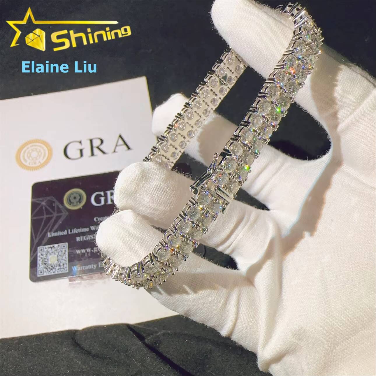 8mm Sterling Silver 925 Iced Out VVS Moissanite Diamond Luxury Hip Hop Fine Jewelry Tennis Bracelet Tennis Chain Bracelet