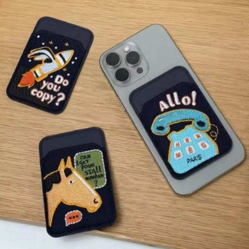 Leather Card Holder MagSafe Magnetic Credit Card Protective Case Anti-lost Mobile Phone Storage Bag DH16