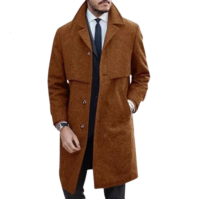 Mens Lapel Coat Office Street Casual Suit Wool Blends Outdoor with Lining Long Jackets Eu US Size Singlebreasted Men Clothing 251016