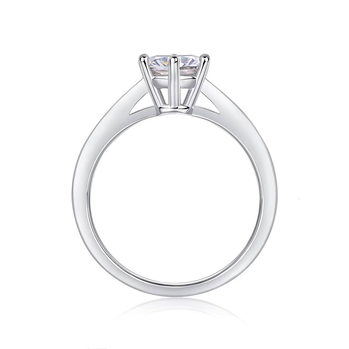 Factory Price Wholesale Fine Rings Wedding Classic Sixclaw Moissanite Rings S925 Sterling Silver Solitaire Rings for Women