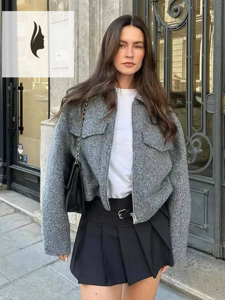 winter jacket women HH Women Elegant Solid Jacket Front Pocket Long Sleeve Zipper Jackets Coat For Woman Fashion Autumn Casual Outerwear