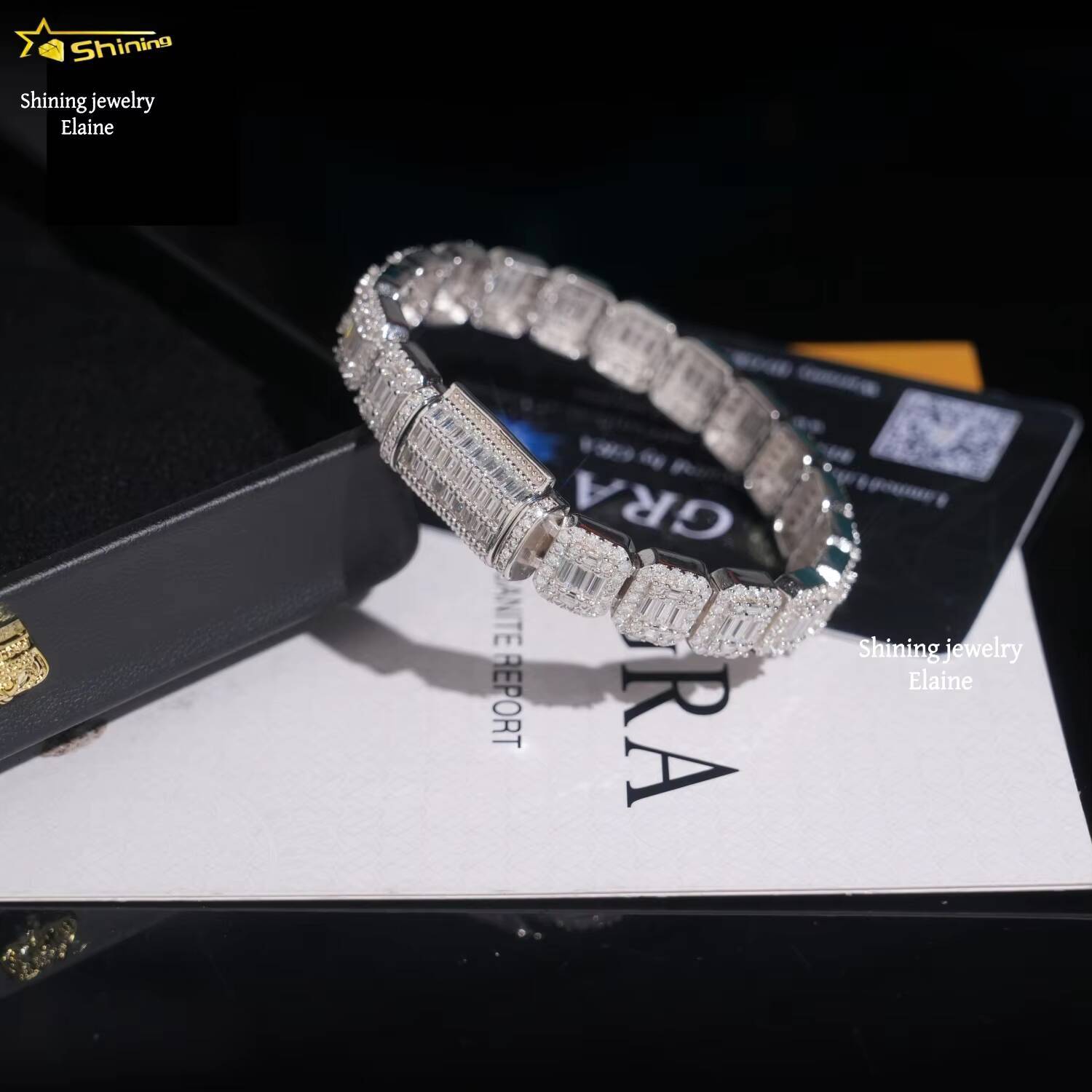 Fashion Jewelry Wholesale Price 10MM 925 Sterling Silver Iced Out Hip Hop VVS Moissanite Diamond Cuban Link Chain Bracelet