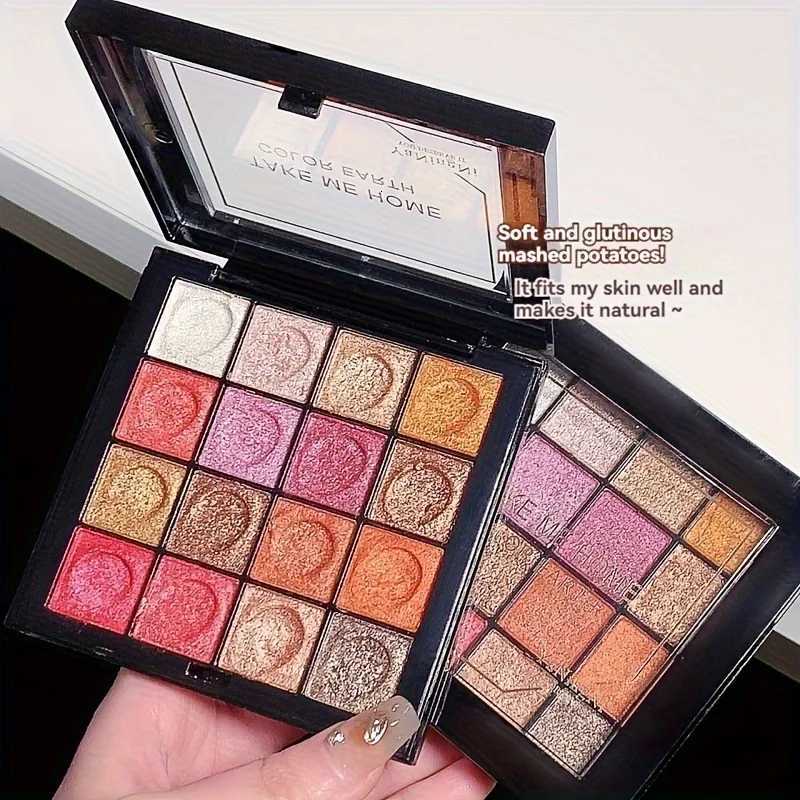 16 Earth Tone Eyeshadow Palette Matte Pearl Shimmer Milk Tea Color Mermaid Orange Natural Nude Makeup Palette for All Skin TypesXJ251027