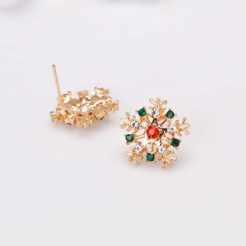 New Fashion Creative Versatile Christmas Snowflake Dia Stud Earrings for Women