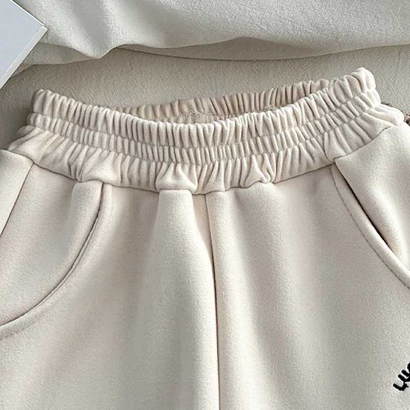 Children Clothes Thickened Fleece Sweatpants for Boys Girls Warm Winter Casual Pants Cute Lucky Dog Printed Balloon TrousersT251027