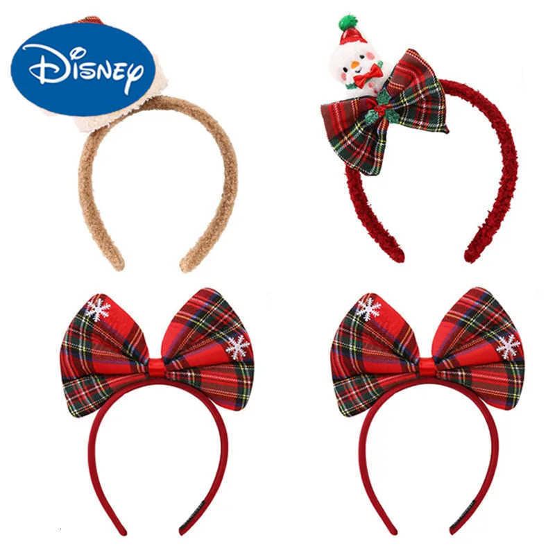 Disney Christmas Decoration Christmas Headband Santa Red Bowknot Antler Hair Clip Girls Headband Elk Hair Hoop Hair Band Bow Hair Band H251027