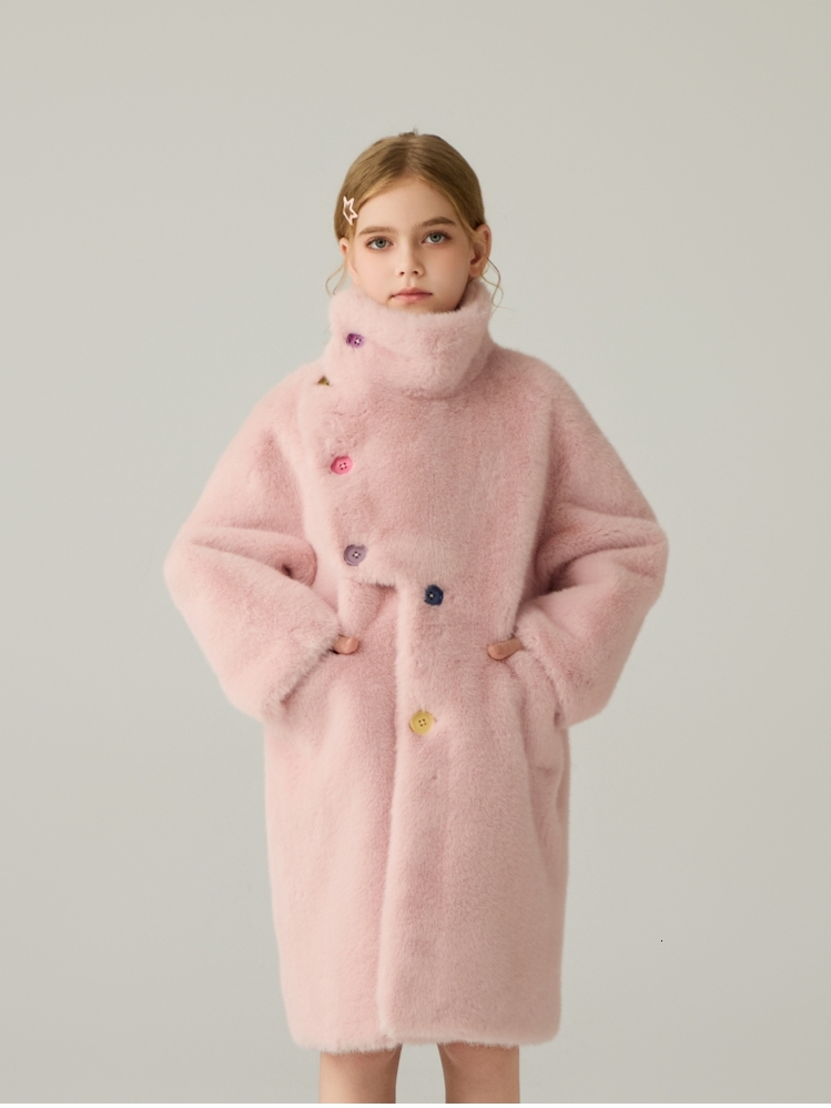 Designer winter coat with thick outer layer suitable for older children in autumn and winter, knee length, medium length, and fashionable children