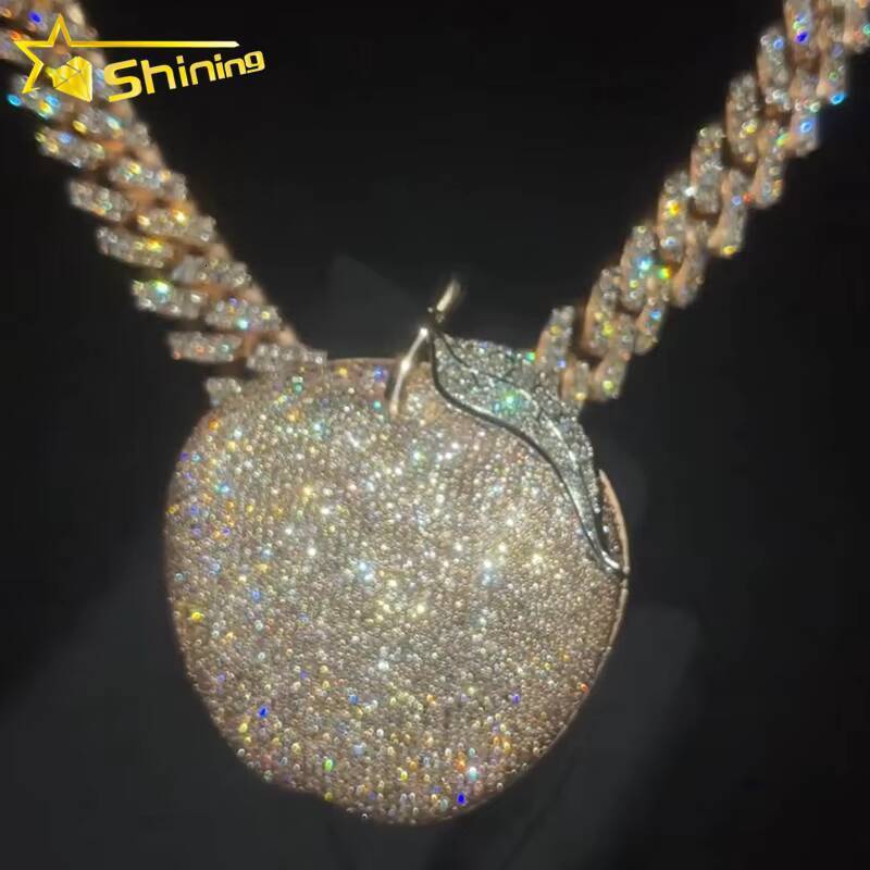 Hip Hop Jewelry Gold Plated Earth Pendant 925 Sterling Silver baguette Moissanite Person Circle Iced Out Pendant