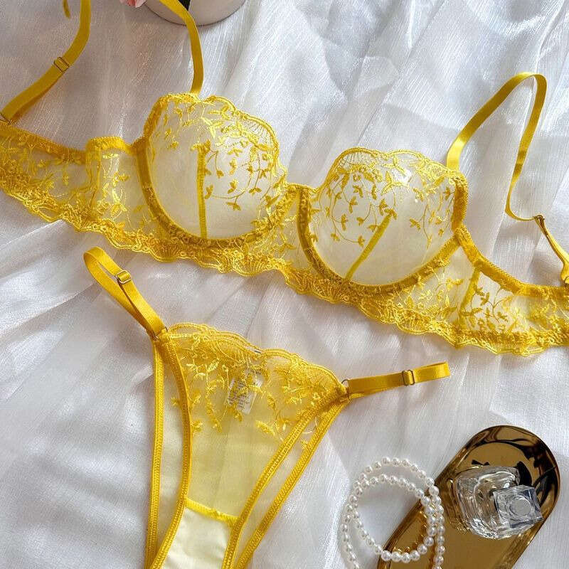 Lace Sexy Lingerie Kiano Cross Border Foreign Trade Autumn New Mesh Embroidery Perspective Sexy Niche Design Emotional Fun Suit With Steel