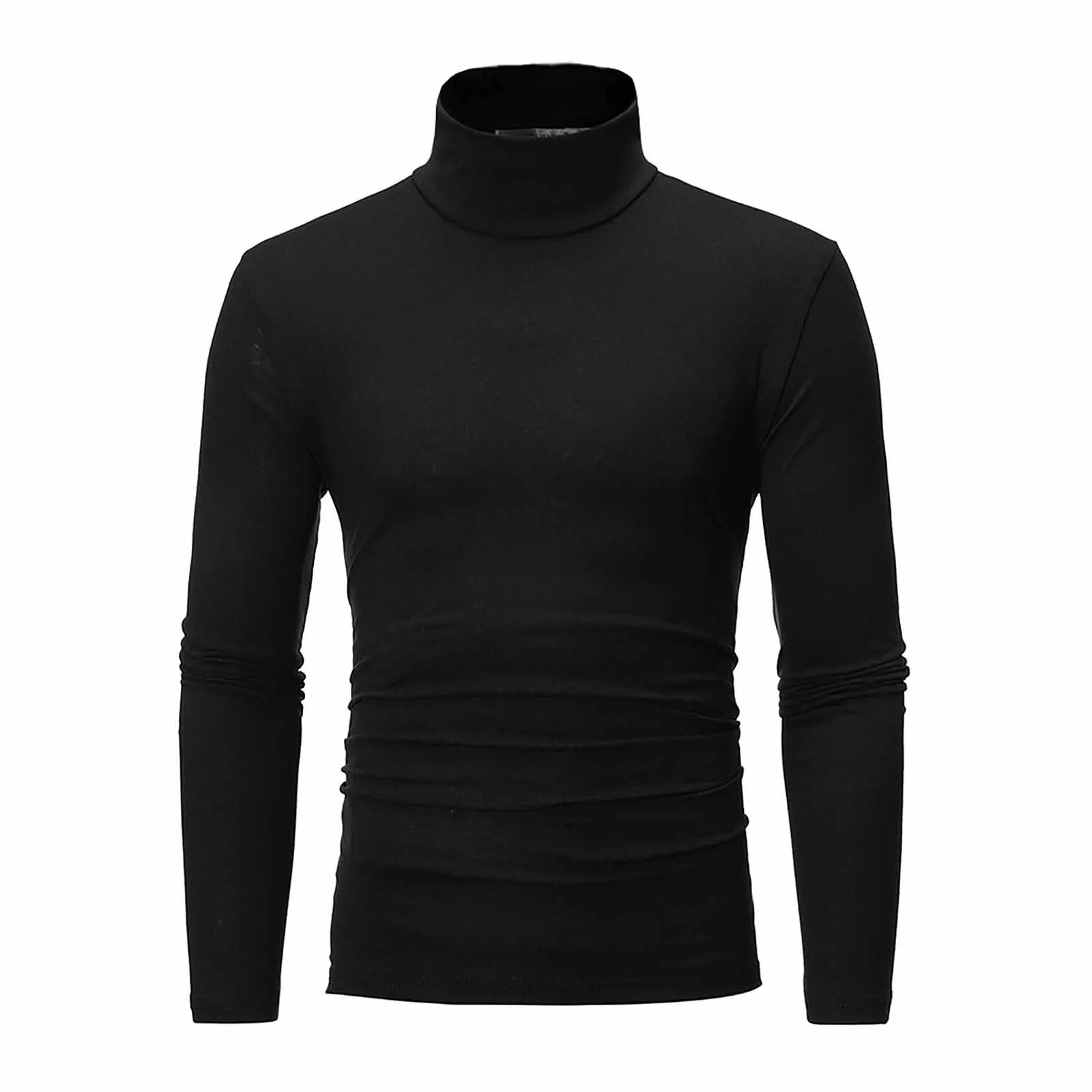 Basic Bottoming Plain TShirt Fashion MenS Casual Slim Fit Turtleneck High Collar Pullover Male Autumn Spring Thin Tops 251016