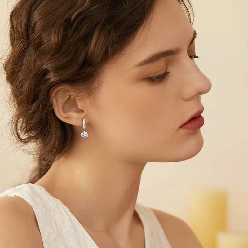 Earrings Wholesale Bulk Diamond Hoop Earrings 925 Sterling Silver 65mm 1CT DColor Round Cut Moissanite Stud Earring for Women