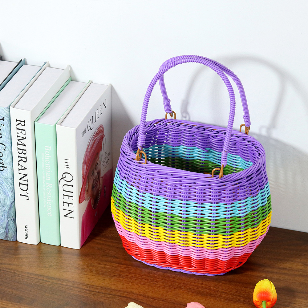 New Colored Oval Handwoven Basket - Tote for Fruit/Veggie Picking & Gift Wrapping
