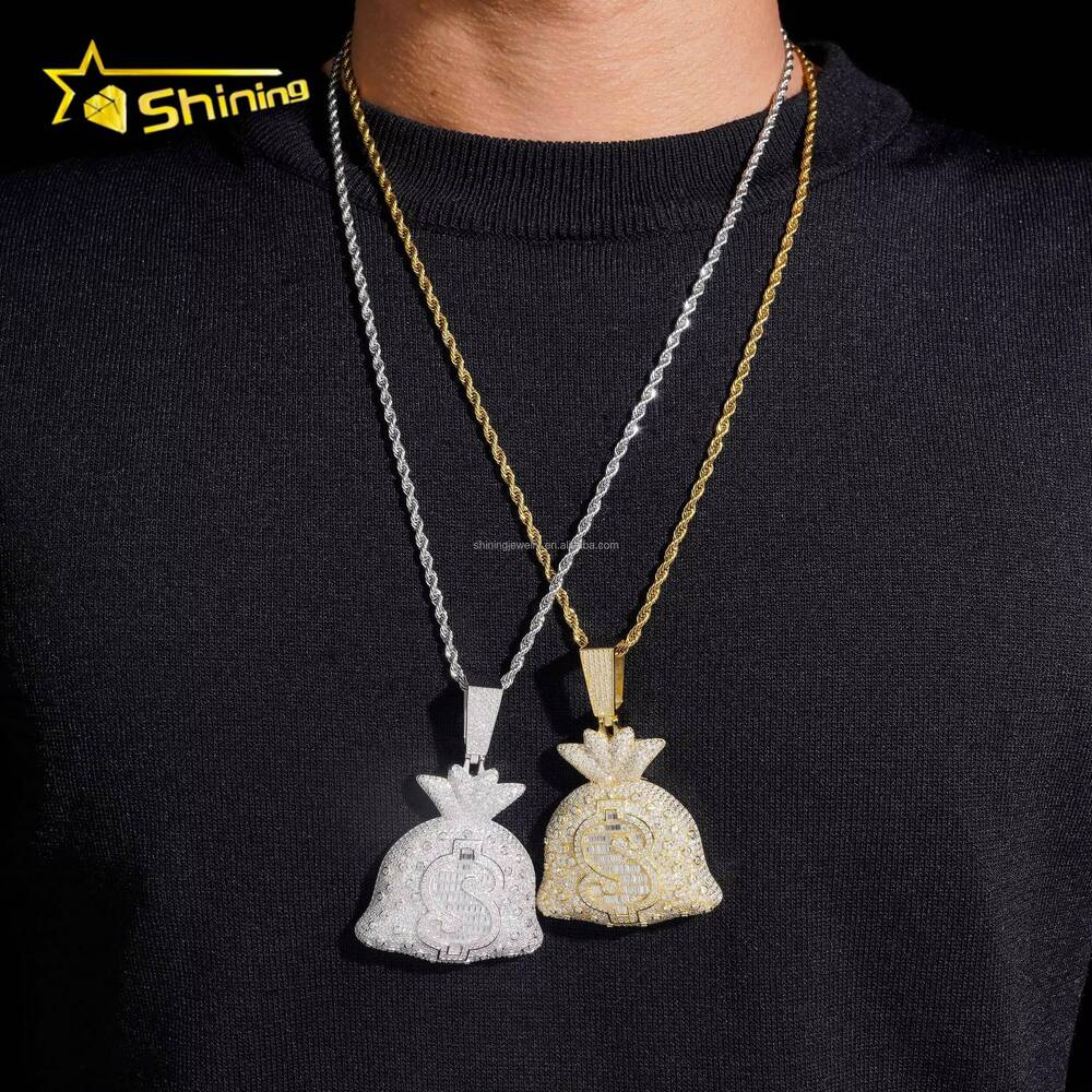 Bulk Stock Wholesale Price Hip Hop Stylish Rapper Jewelry D VVS1 Moissanite Diamond S925 Silver Iced Out US Dollars Pendant