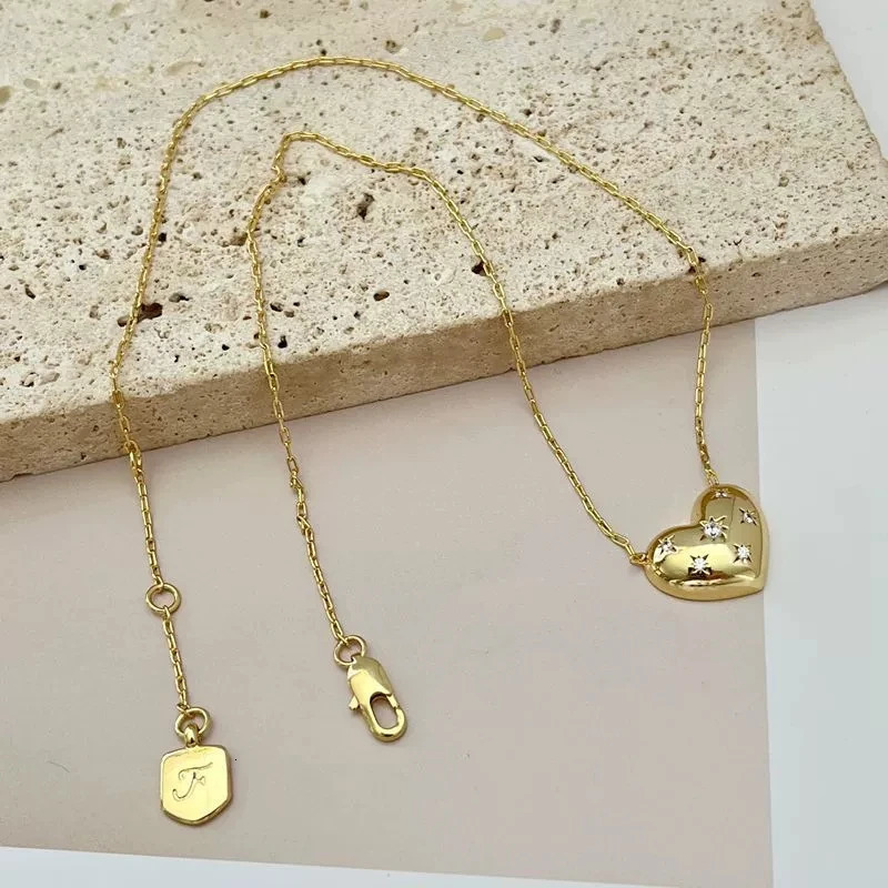 Simple Metal Golden Color Heart Pendant Necklace For Women Fashion Jewelry 251023